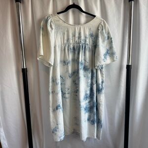 Old Navy Blue and White Tie Dye Jean Dress with Tie Back sz M
